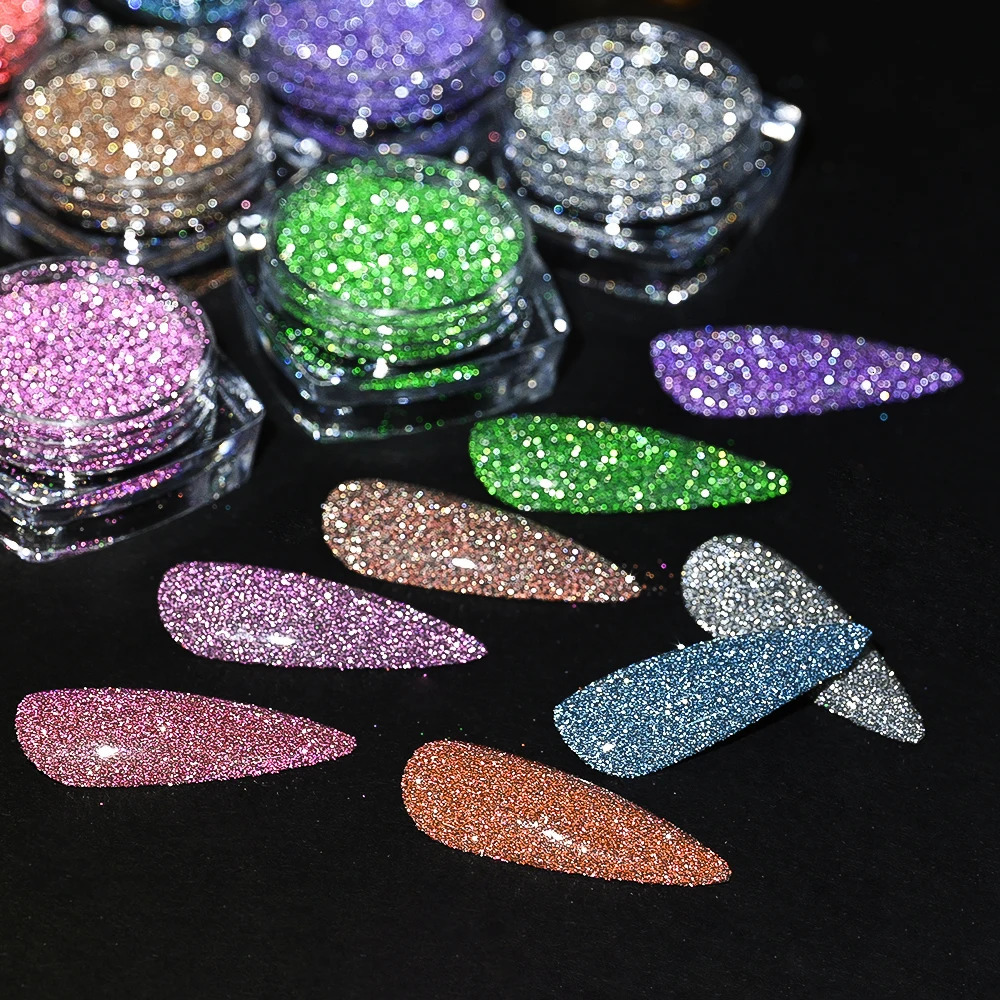 8Pack Nail Art Glitter Powder Set Holographic Laser Sparkle Dust Chromatic Reflective Effect For Manicure Flake DIY n 250115