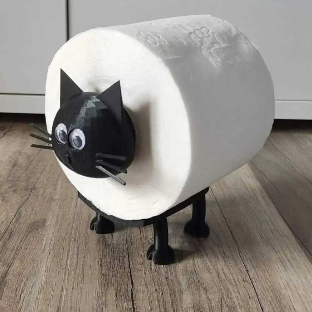 Gifts Cat Shape Toilet Tissue Rack 3D Printed Decorative Standing Storage Roll Toilet Paper Holders Y250208