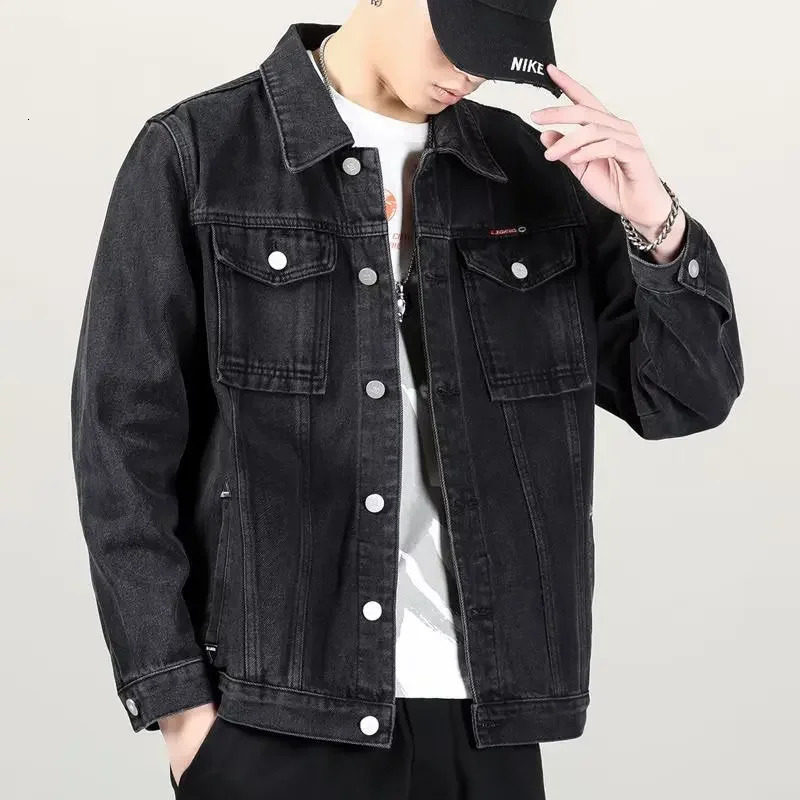 Spring Autumn Denim Jacket Mens Casual Workwear Trendy Highend Feel Clothing Regular Length 250208Z