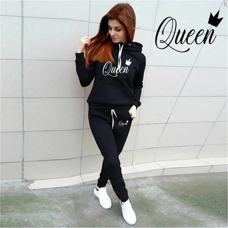 womens 2-piece printed sportswear running clothing womens hoodie sportswear clothing hoodiesweatpants 250207