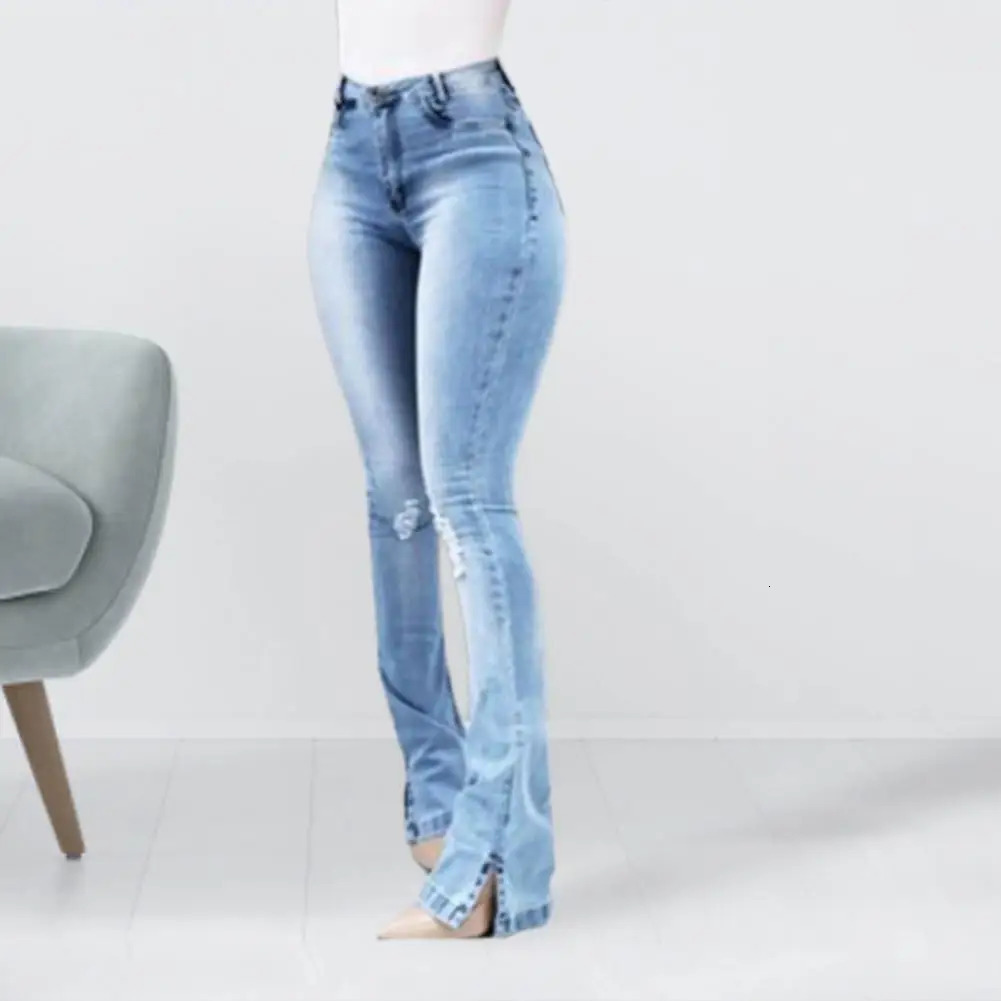 Fall Women High Waist Boot Cut Jeans Fashion Slim Denim Flared Pants Street Casual Trousers S-3XL Drop 250206