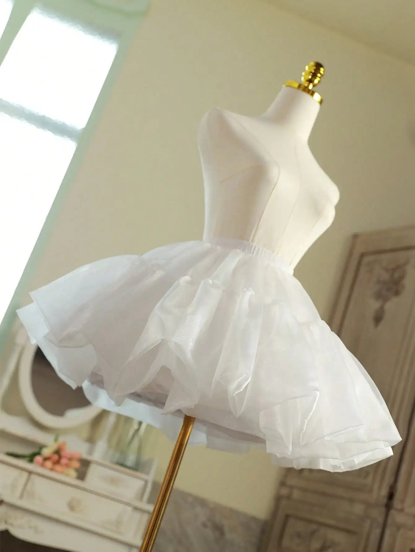 Petticoat Women Lolita Cosplay Petticoat A-Line Puffy Tutu Skirt Layered Ballet Pettiskirts Big Bowknot Underskirt250206ww