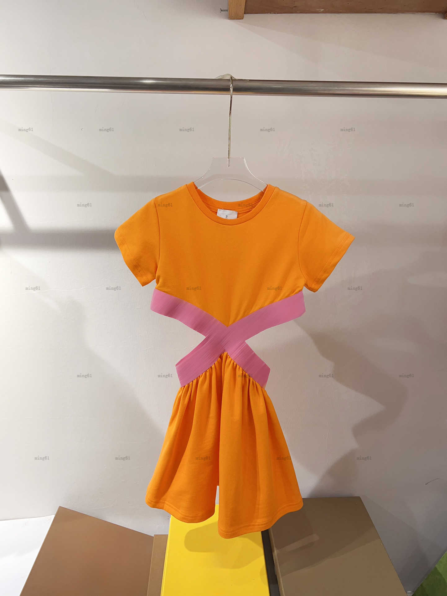 Brand girls dresses Waist-exposed design child skirt Princess dress kids designer clothes Summer short sleeve baby frock