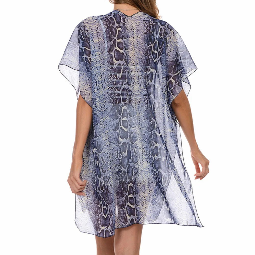 Womens top Bohemian loose floral cover beach swimsuit bikini kimono cardigan set 250208Z