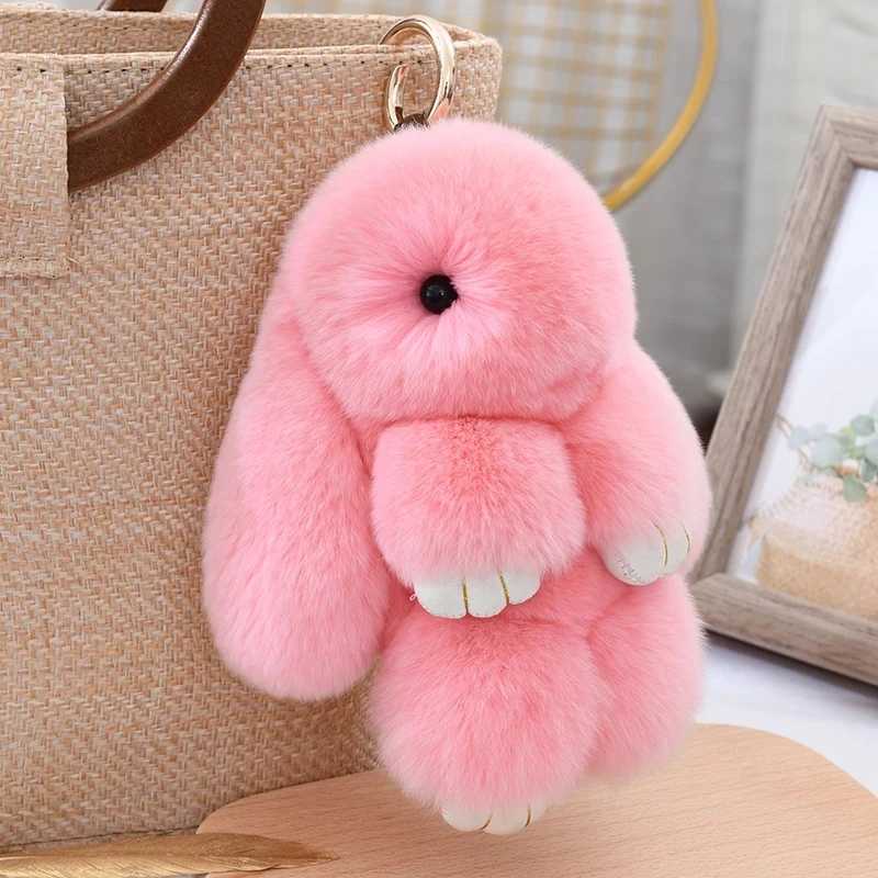 Fi Pendant Bag Car Charm Tag Cute Mini Rabbit Toy Doll Real Fur Mster Keychains 100% Real Genuine Rex Rabbit Fur Keychains Y250208
