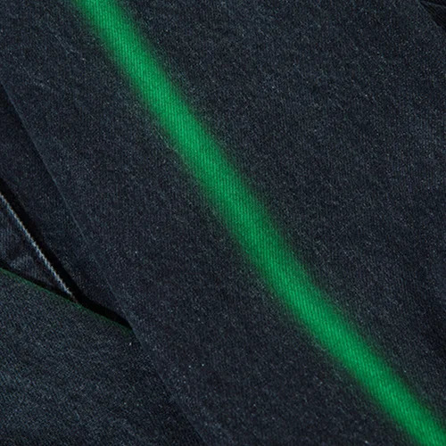 UPRAKF Green Letter Washed Striped Patchwork Jacket Retro Baggy Jeans Coat Casual Outwear Tops High Street Fashion 250207