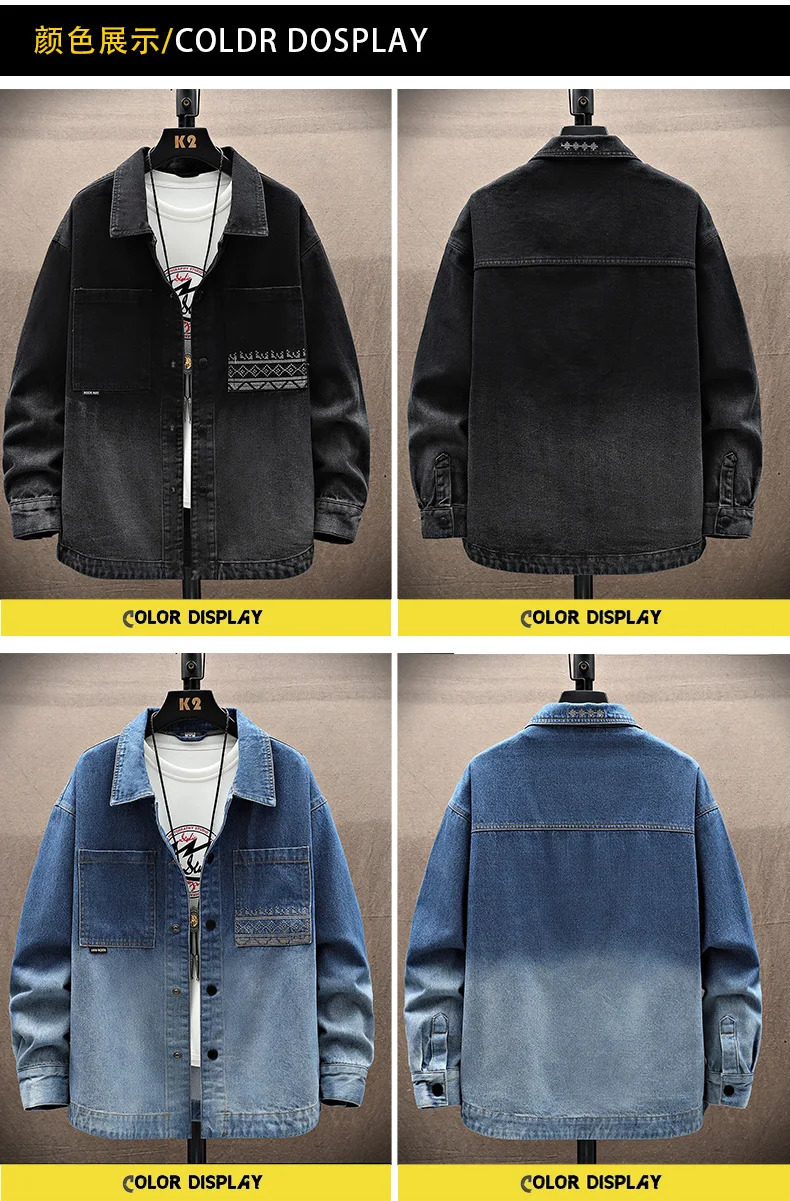 Spring Autumn Mens Cotton Hooded Denim Jackets Casual Loose Jeans Shirts Streetwear Cowboy Coats Youth Tops Clothing 250207