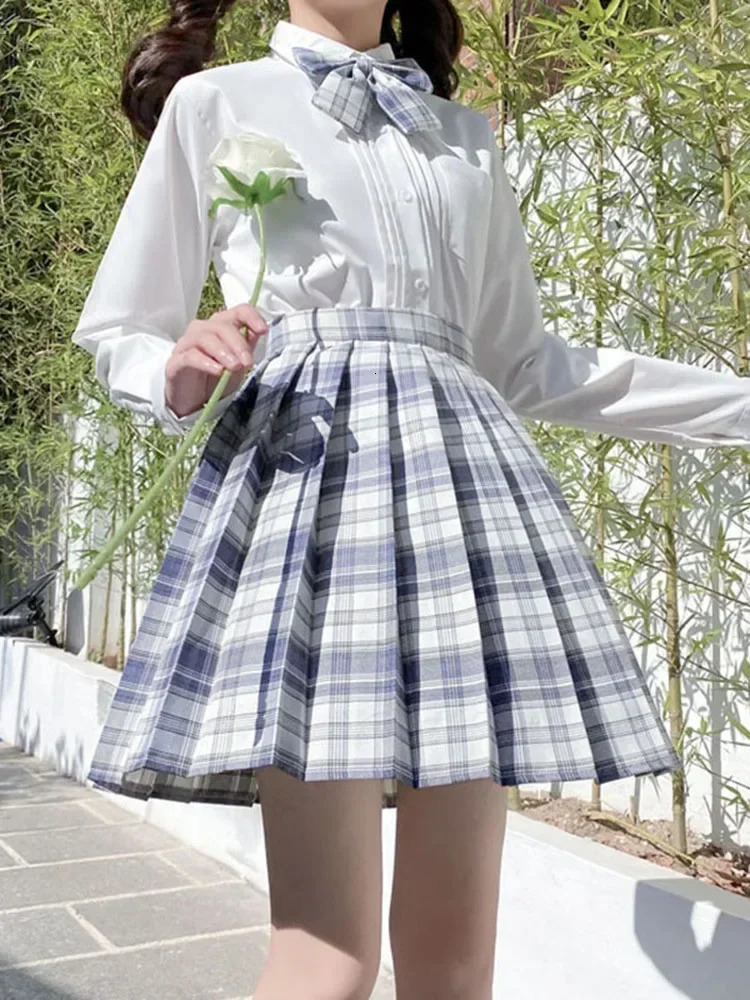 Plaid Women Pleated Skirt Bow Knot Summer High Waist Preppy Girls Dance Mini Cute A Line Harajuku Sexy Japan Foldas 2024 250208Z