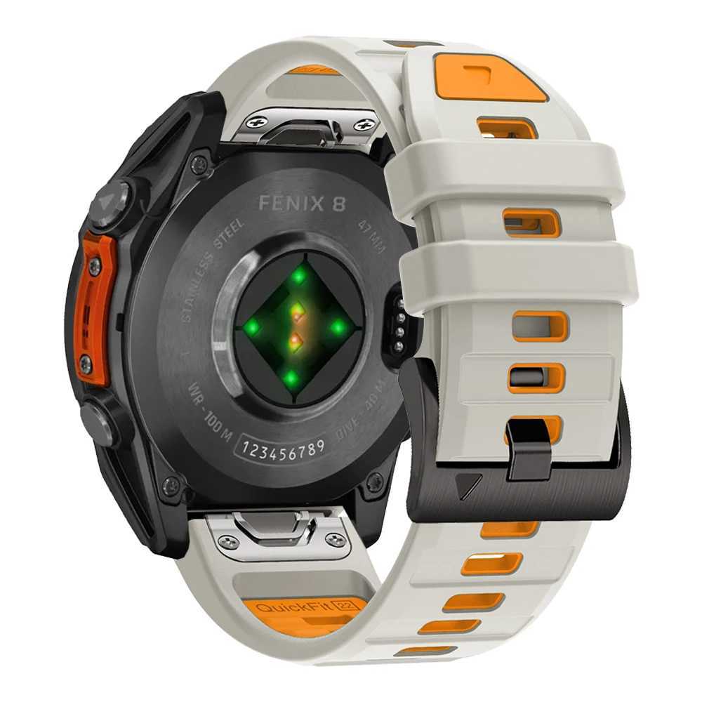 QuickFit 22mm 26mm Fenix8 Band For Garmin Fenix E 8 47mm 51mm 7 7X 6 6X/Epix Pro/Enduro 3 Two-Tone Sile Str BraceletXJ250208