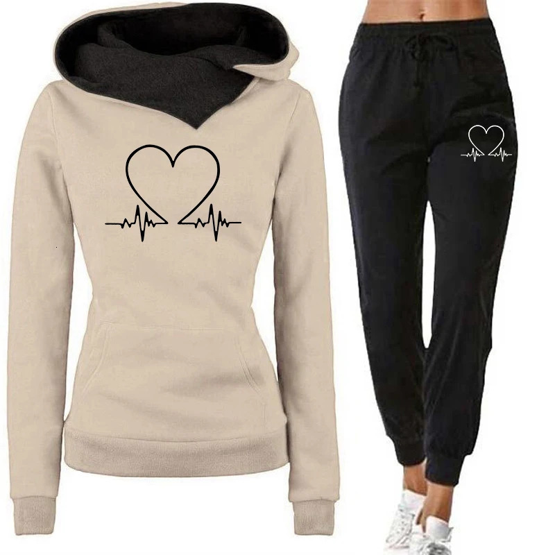 Woman Tracksuit Two Piece Set Winter Warm HoodiesPants Pullovers Sweatshirts Female Jogging Woman Clothing Sports Suit Outfits 250207
