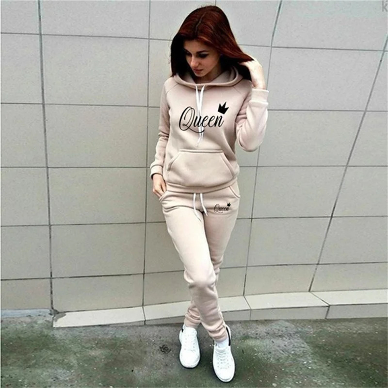 womens 2-piece printed sportswear running clothing womens hoodie sportswear clothing hoodiesweatpants 250207