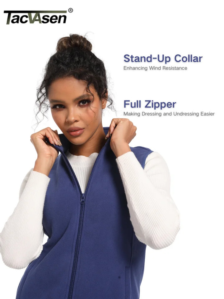 TACVASEN Autumn Winter Soft Warm Vest Womens Fashion Fleece Sleeveless Jacket Lightweight Outdoor Casual Zipper Front Waistcoat 250207