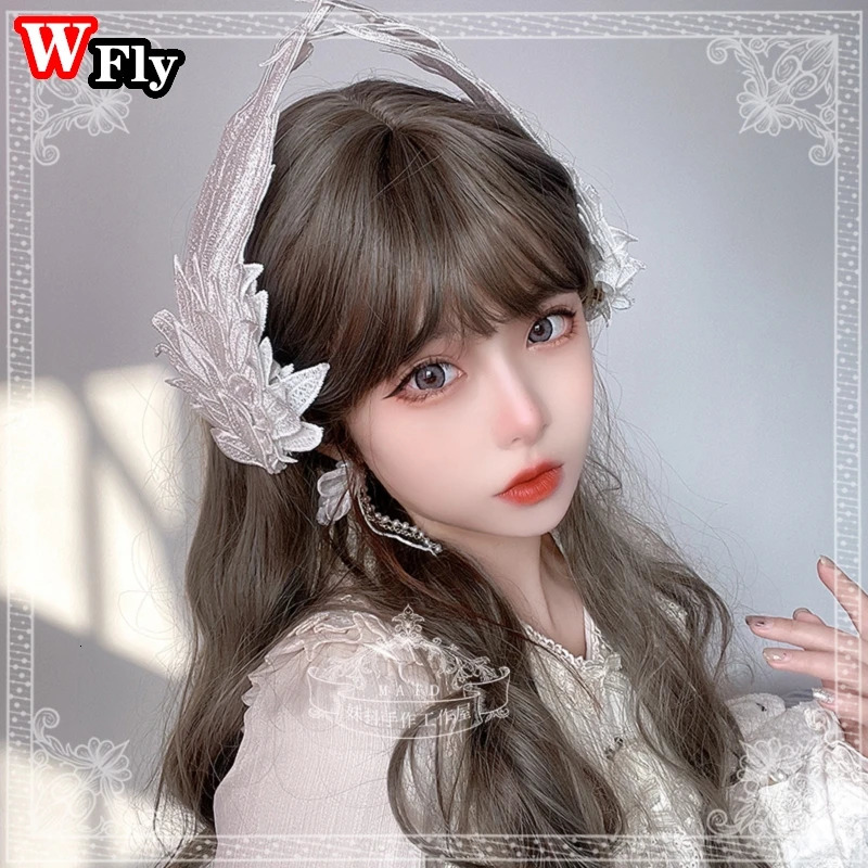 Gothic Lolita Angel demon wings hairpin Headdress harajuku women girls cosplay Embroidery Feather hair clip hair Accessories 250221