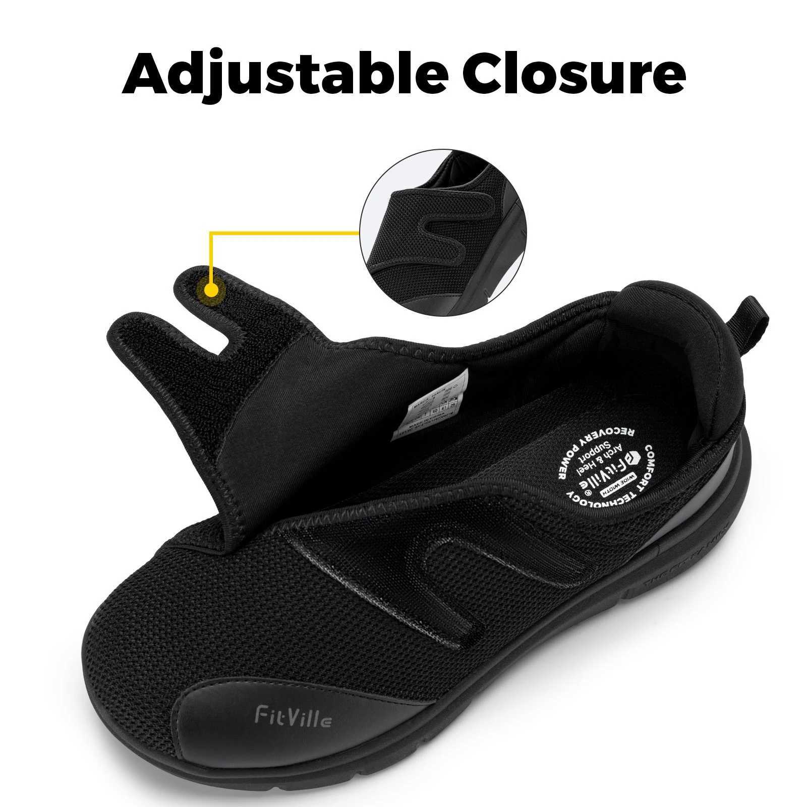 FitVille Diabetic Shoes for Men Extra Wide 4E Walking Shoes for Swollen Feet Orthopedic Adjustable with Arch Support CushioningC250207