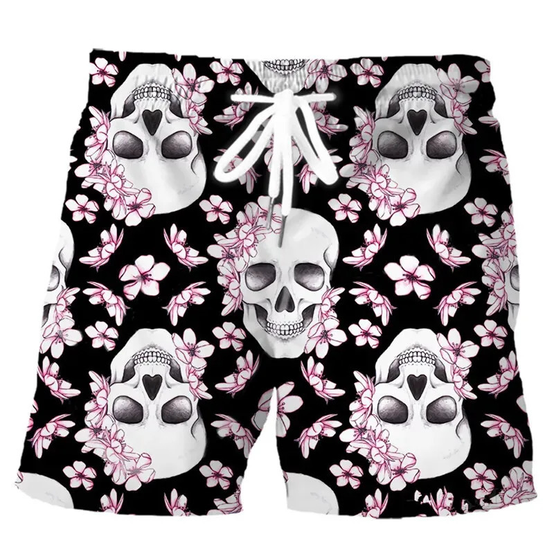 Summer Fashion Skull Pattern Shorts Casual Mens 3D Printed Beach Surfing and Swimming Outdoor 250208Z