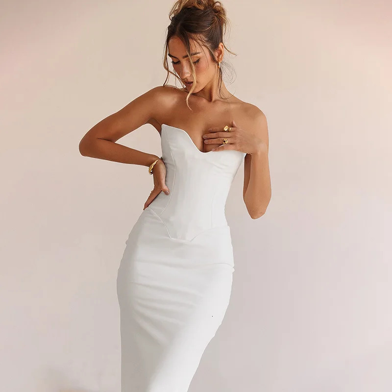 WannaThis Corsets Tube Sleeveless Midi Dress Prom In Backless Bodycon Sexy Elegant Street Evening Formal Dresses 2023 250207