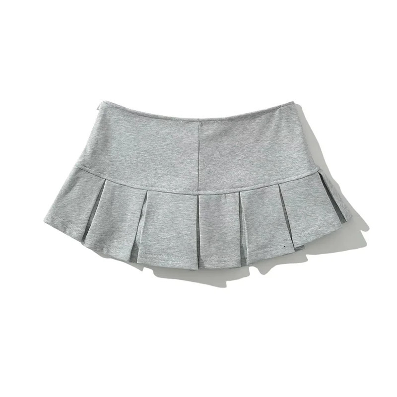 Xpqbb Fashion Low Waist Mini Skirt Women 2024 Vintage Side Zip A Line Y2K Short Skirts Female Sexy Girls Pleated 250208Z