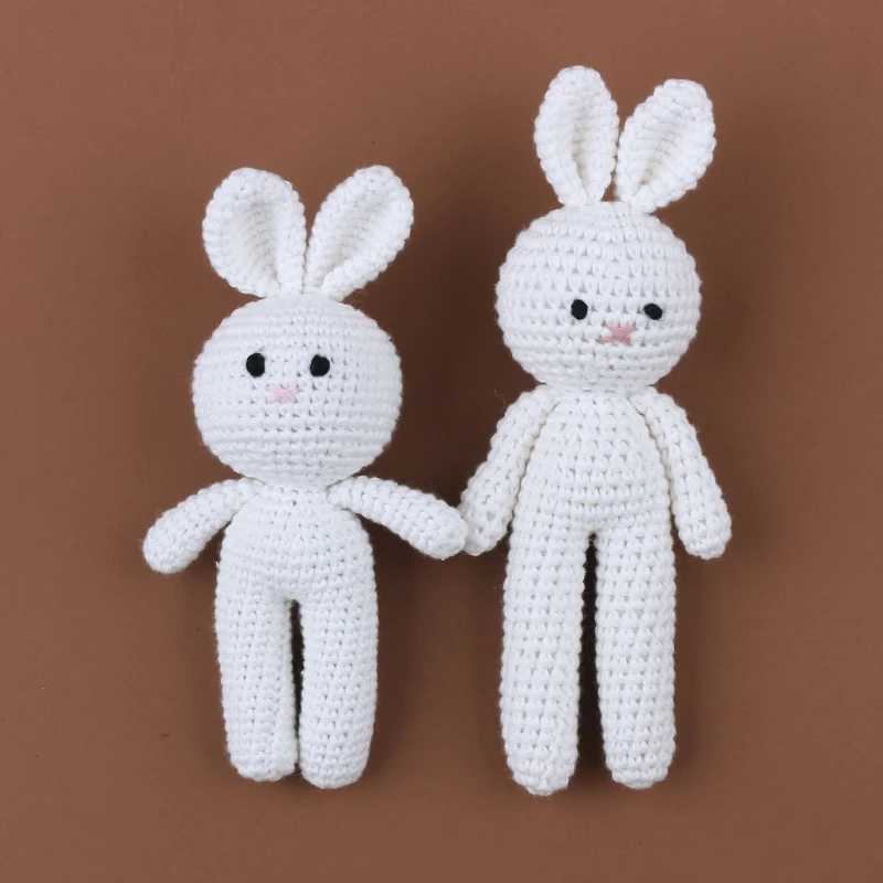 Cotton Crochet Baby Stuffed Rabbit kaii Handmade Bunny Plush Toys Newborn Handhold Sleeping Doll Kid Early Educational Toy Free shipping