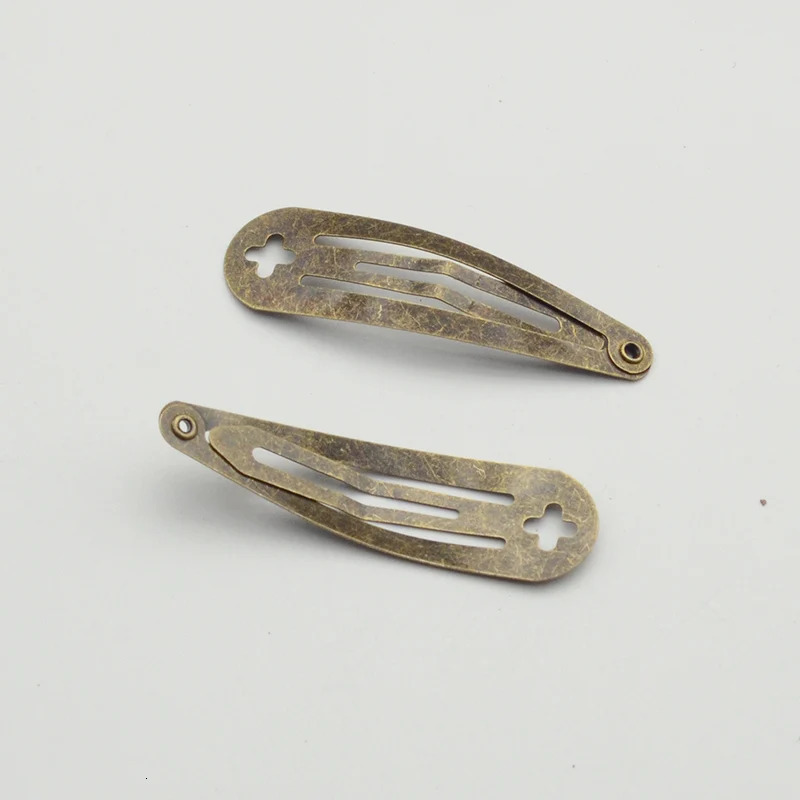 50PCS 5cm Cross Hole Tear Drop Hairpins Plain Metal Snap Clips for DIY Kids Hair Accessorries Eco-friendly Hairgrips 250221