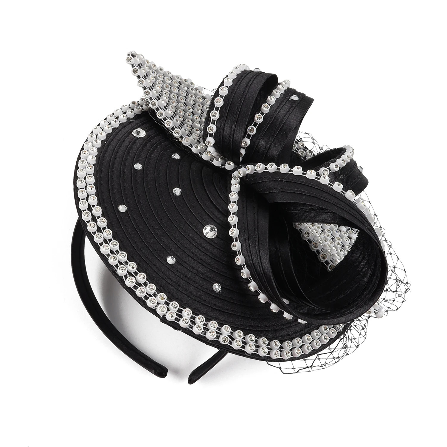Perfect Satin Fascinator Fancy Hair Accessories Multicolour Derby Hats Tea Party Hat Feather Headdress with Veil Female 250207