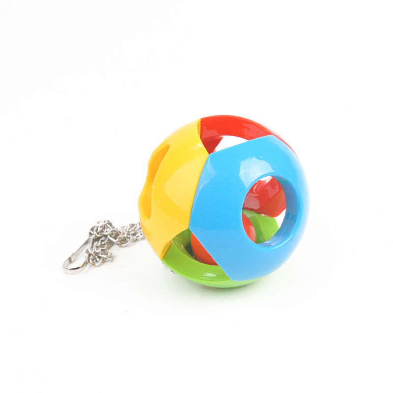Parrot Bell Plastic Toy Ball Can Hang Color Contrasting Plastic Bell Ball Parrot Bird Toy
