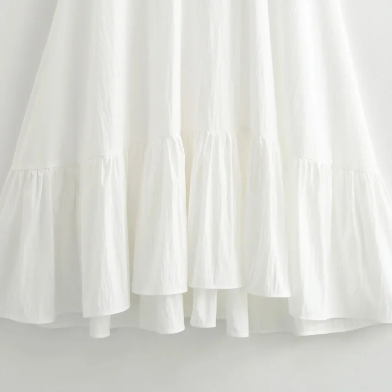TRAF White Long Dresses 2024 Women Summer Elegant Evening Party Butterfly Midi Dress Ladies Fashion Pleated Slip 250207
