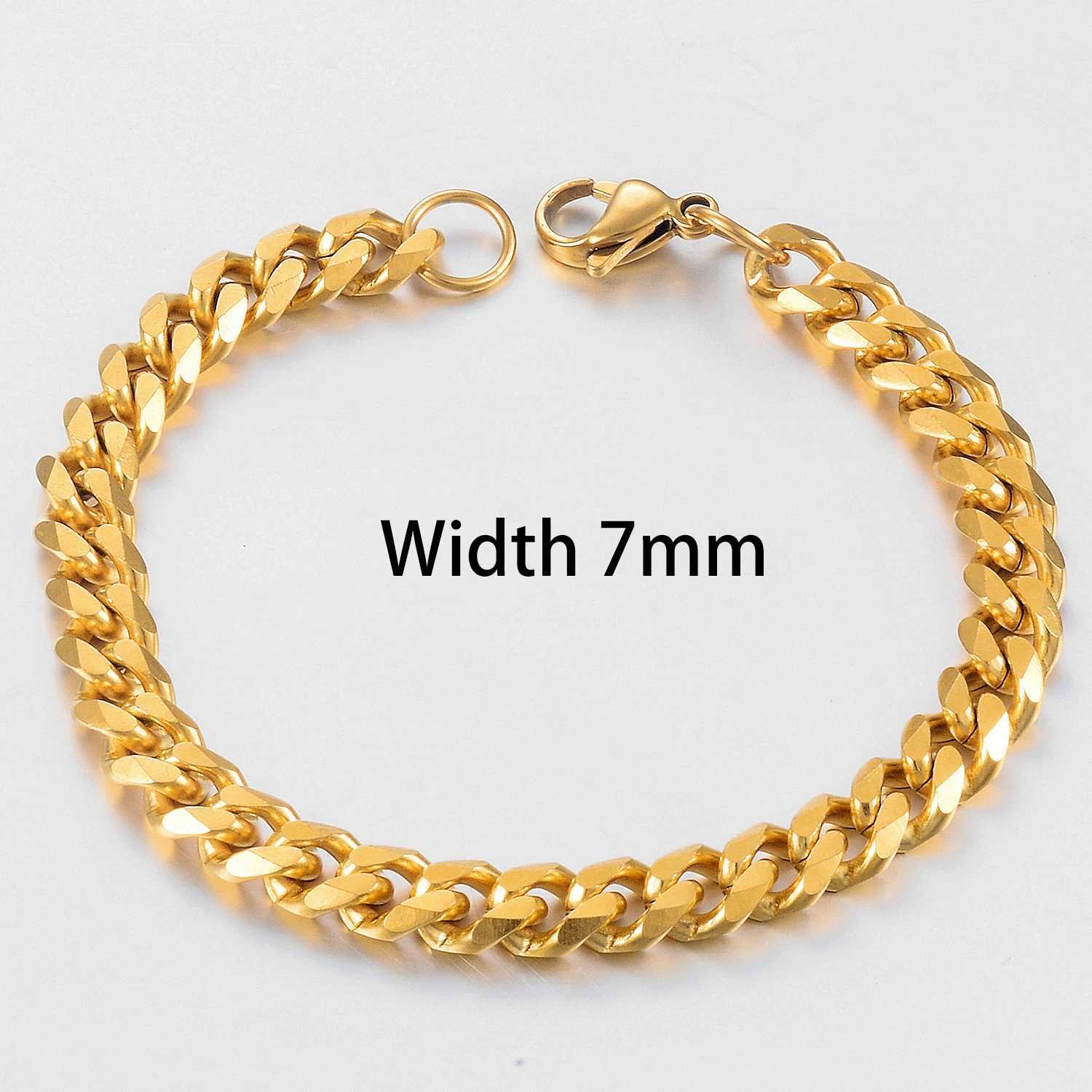 New Stainless Steel Gold Color Cuban Bracelet Men And Women Fashion Hip Hop Punk Jewelry Brithday Gift Y250208