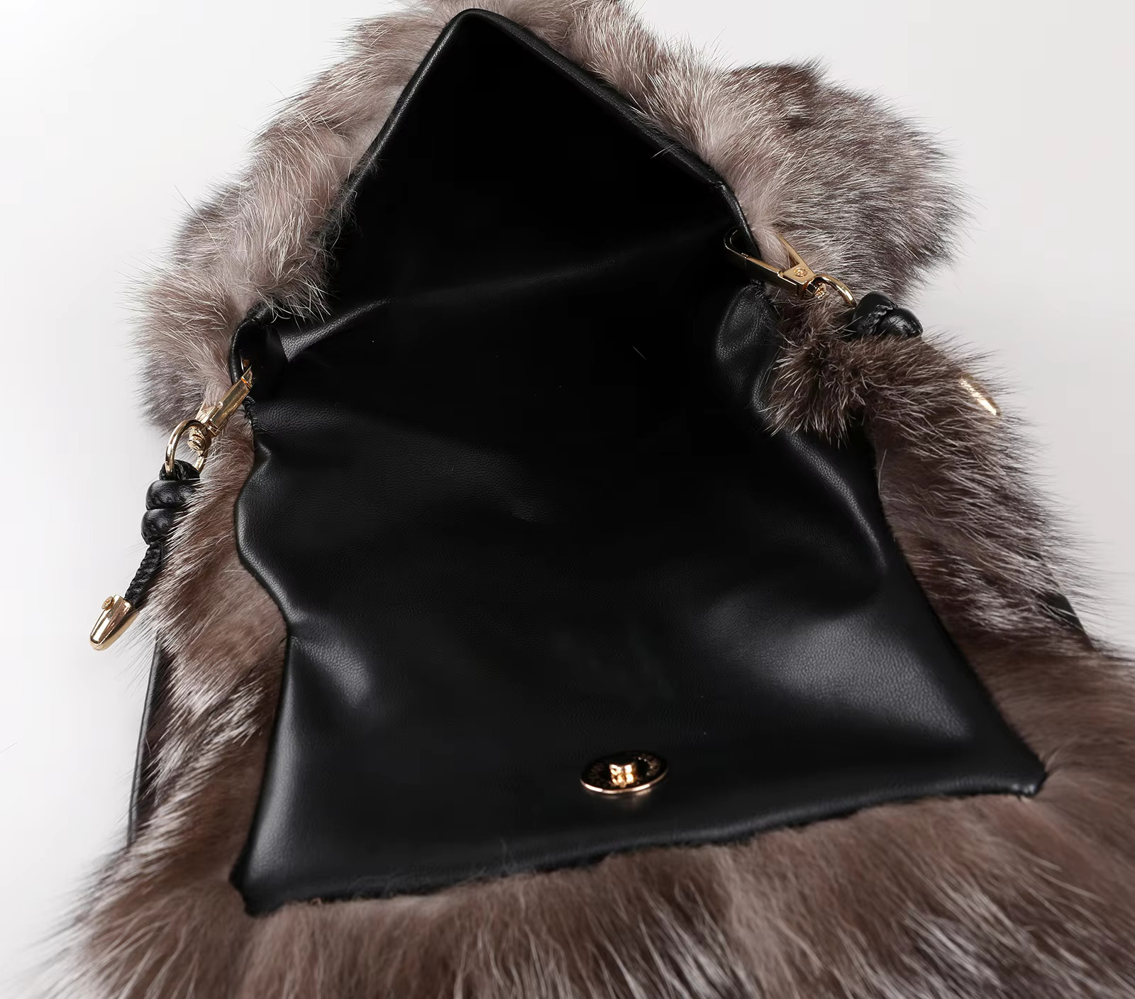 Women's Genuine Fox Fur Tote Purse Bag Shoulder Small Handbag Fashion