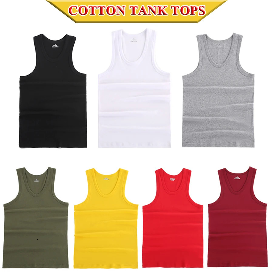 Tank Tops Men 2024 Summer 100 Cotton Cool Fitness Vest Sleeveless Gym Slim Colorful Casual Undershirt Male 7 Colors 1PCS 250207