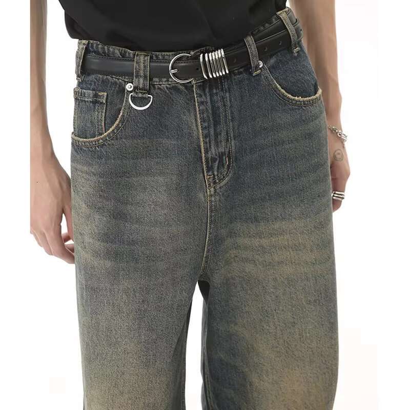 New Men's Baggy Straight Wide Leg Jeans Male Fashion Vintage Wash Casual Denim Pants Youth Popular Brand Streetwear Trousers