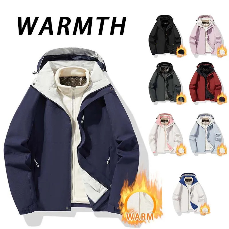 Winter Men Outdoor Waterproof 3in1 Hiking Jacket Women Windproof Windbreaker Camping Sports Antifouling Warm 250207