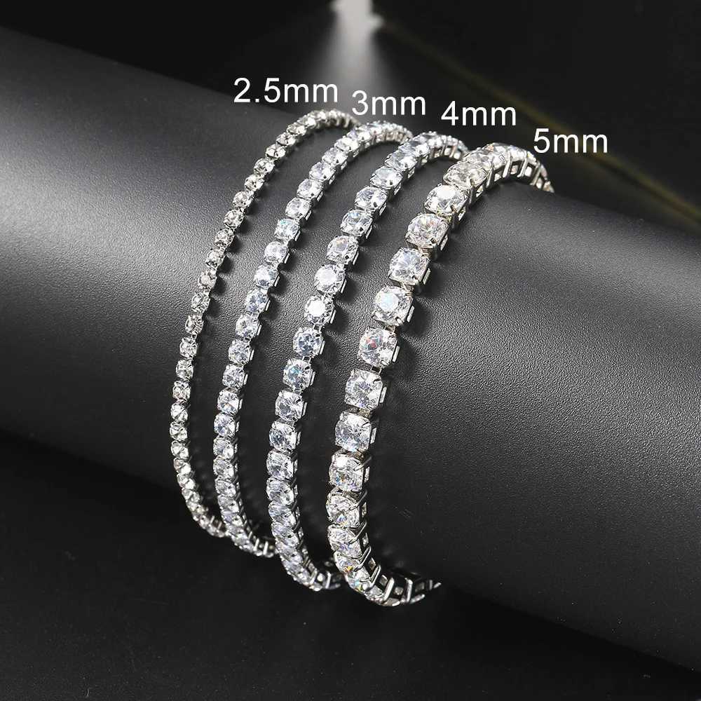 Hip Hop Iced Out 3/4/5mm Crystal Tennis Bracelet for Men Homme Trendy Punk Zirconia Mens Chain on The Hand Streetwear Jewelry Y250208