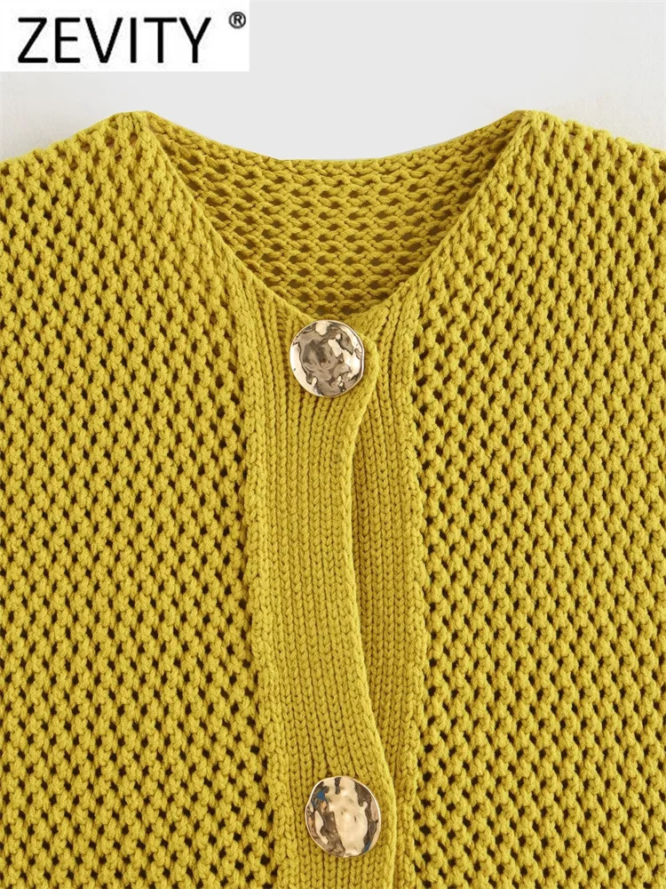 Zevity Women Fashion O Neck Sleeveless Knitting Sweater Female Chic Buttons Pockets Cardigan Vest Coats Tops CT6265 250207