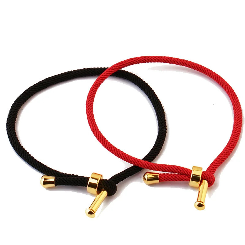 10Pcs Colorful Adjustable Red Rope Chain Bracelet Gold Plated Copper For DIY Jewelry Charms Making Accessories 250221