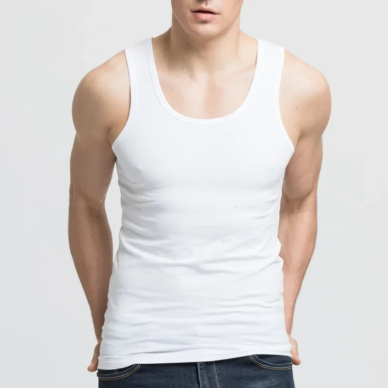 2024 Summer Men Tank Tops Black White Gray Singlets Sleeveless Fitness Oneck Undershirts Male Vest Casual Bodybuilding Tees 250207