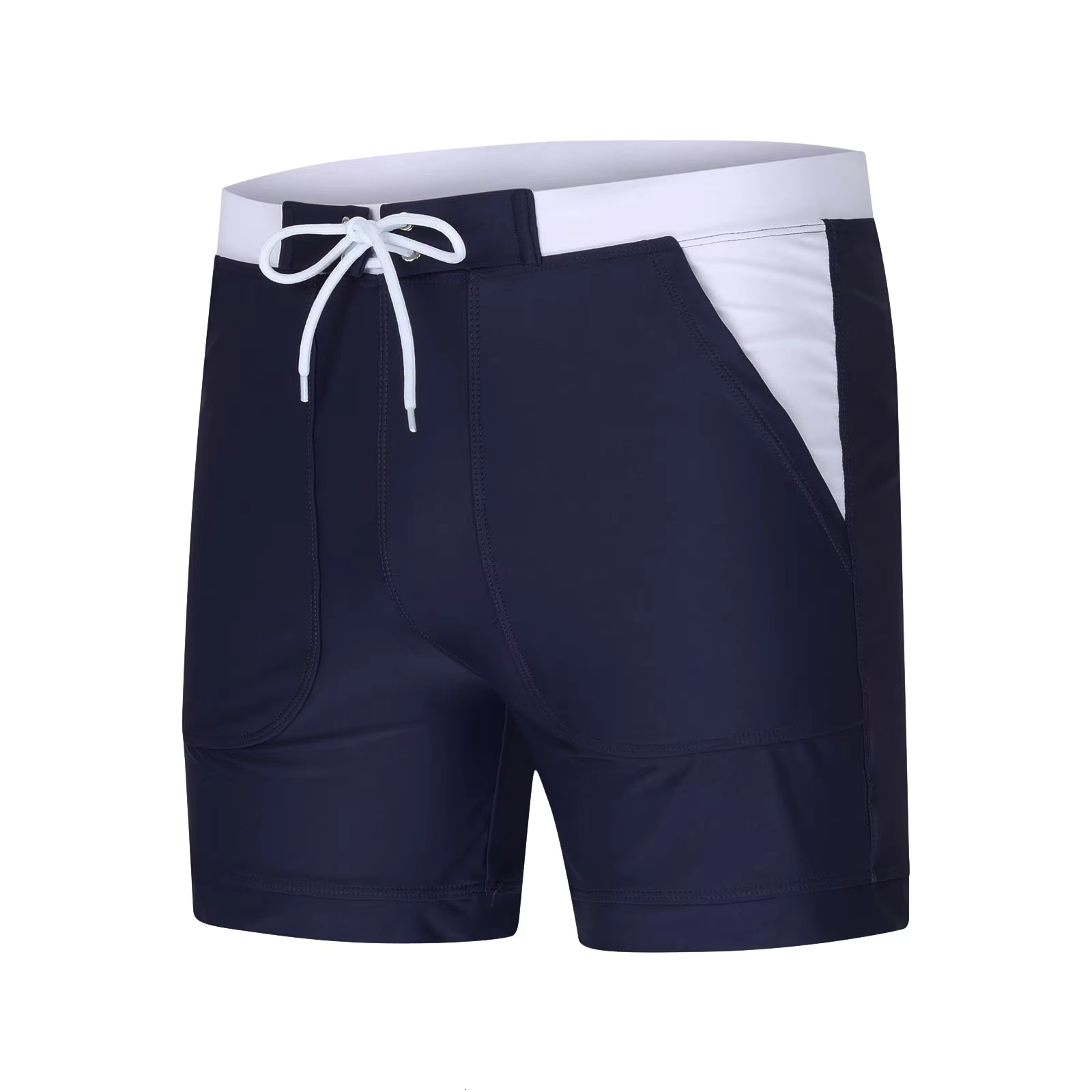 Sports Pants Men's Double-layer Oversized Men's Quarter Square Corner Swimming Pants Casual Solid Color Lace Up Pants Beach Shorts