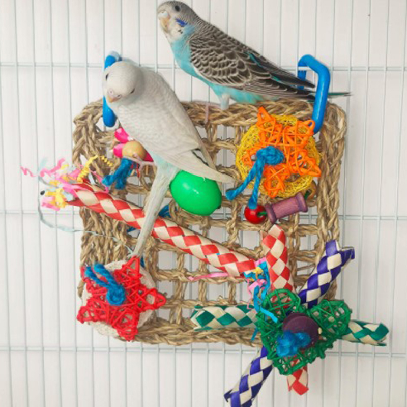 Parrot gnawing toy bird supplies grass net colorful woven tube loofah grass silk paper silk gnawing toy climbing