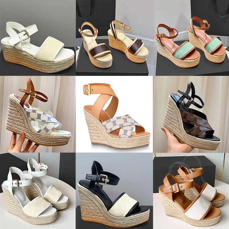 New Espadrilles Sandals Designer Women Wedge Sandal Straw Platform Shoe Starboard Sandals Open Toe Outdoor Ladies Shoe With Box A378