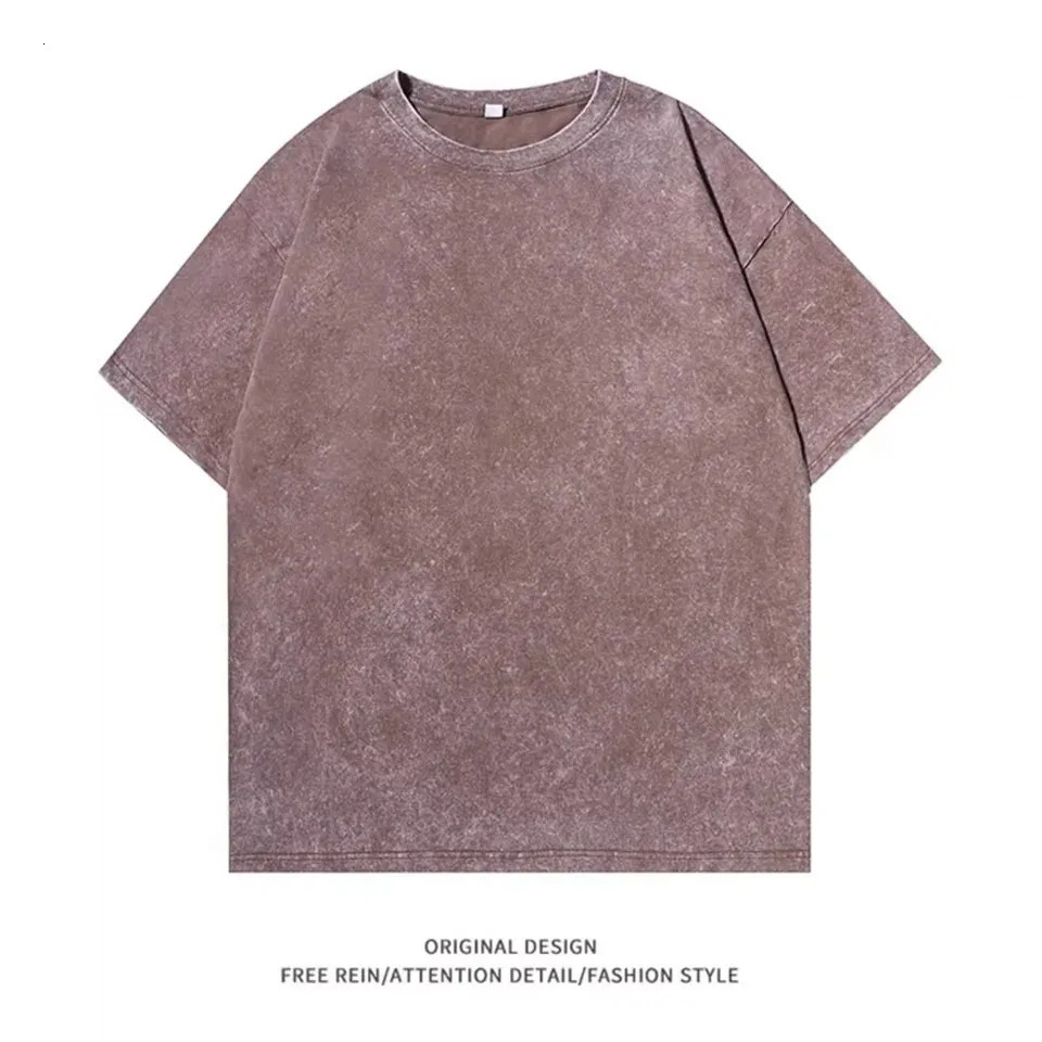 Laundry retro mens T-shirt street hip-hop retro punk T-shirt Harajuku casual cotton short sleeved pickled T-shirt top 250207