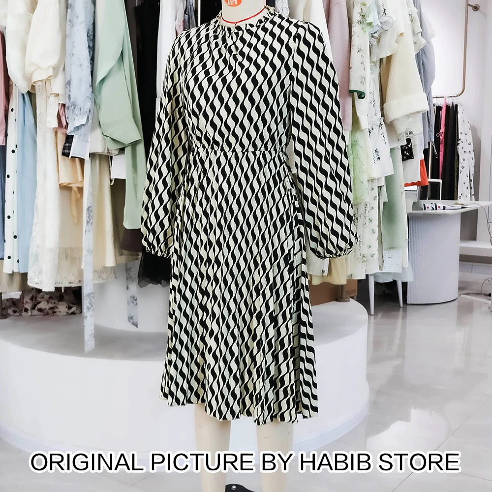 Ladies Vintage Boho Summer Dres Long Sleeve Casual Holiday Striped Midi Sundress Outfits Female Dress Dresses 250207