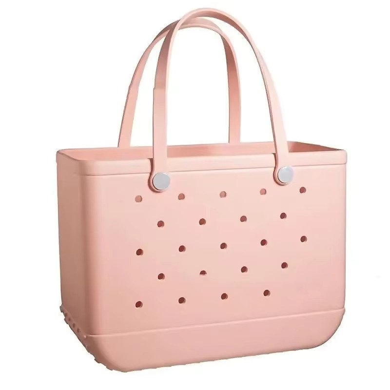 38X32x13 Summer EVA Basket Women Picnic Tote Hole Waterproof Handbag Pouch Shopping Shoulder Large Boggs Beach Bag