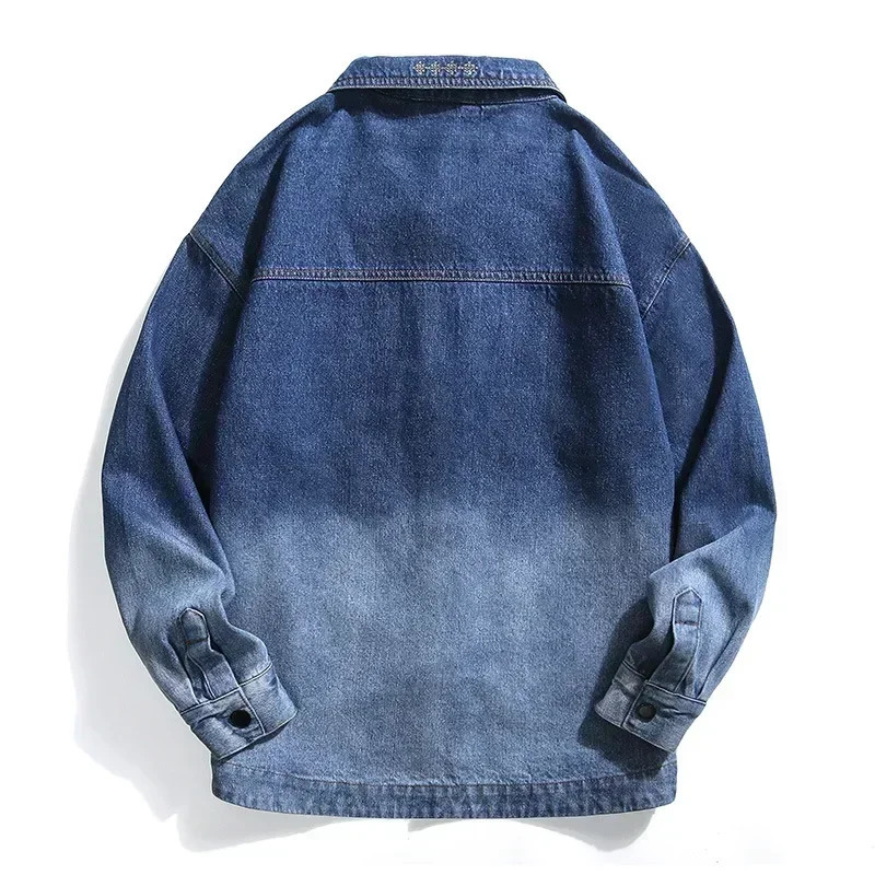 Men Spring and Autumn Trendy Denim Jacket with Embroidery Versatile Loose Casual Handsome From Japan South Korea 250207