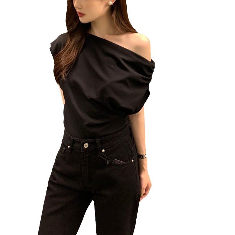 Tankair Light Shoulder Top Tilted Shoulder Weight Loss T-shirt Suitable for Womens Sports Style 240926