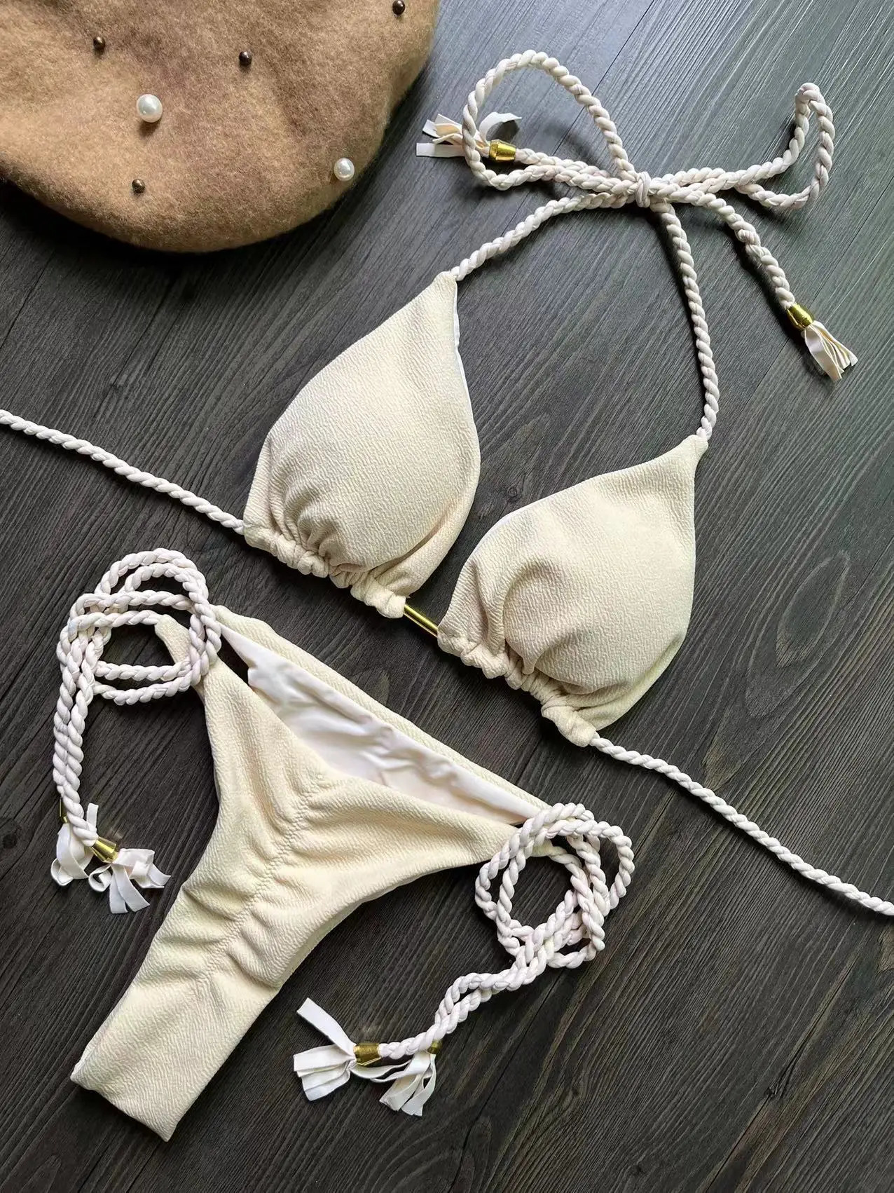 RUOTONSEPT Sexy Braiding rope Bandage Bikini Set Womens Swimsuit Twopiece Triangle Swimwear Bathing Suit Brazilian Biquinis 250208Z