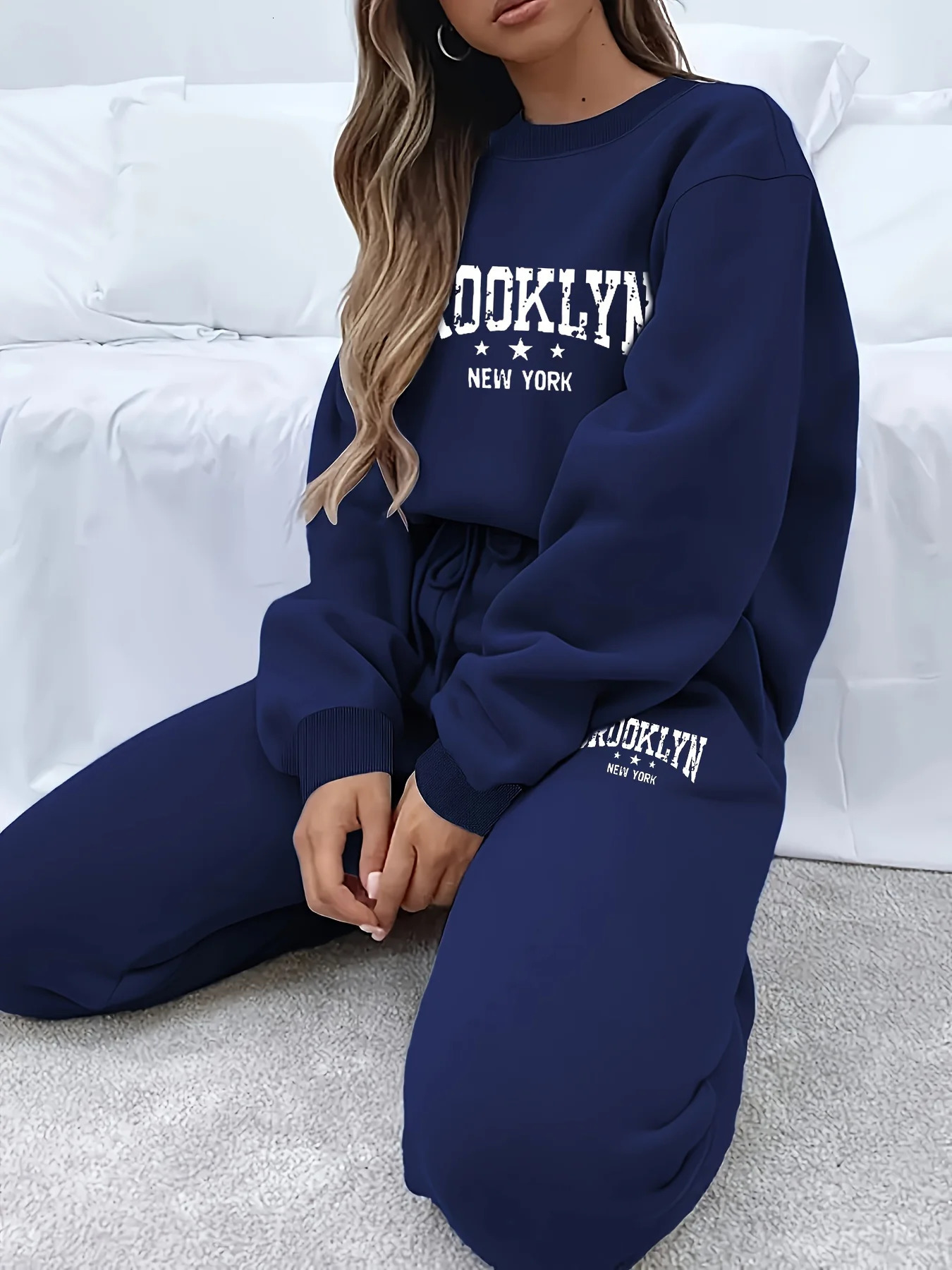 Autumn Winter Womens Sweater Pants Set Women Hoodie set Street Hip Hop Clothing Casual Female Clothing Plush sweatshirt 250207