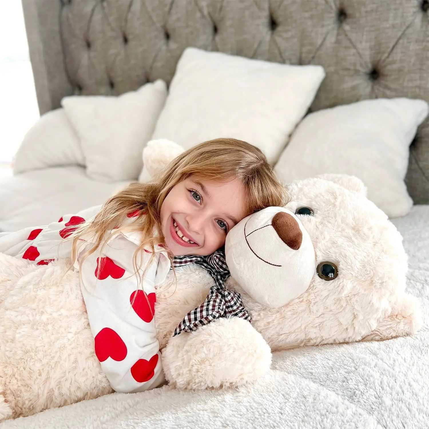 Giant Teddy Bear 4 Feet Stuffed Animal Stuffed Bear Baby Shower Life Size Large Teddy for Girlfriend Boyfriend Wife Children Z250208