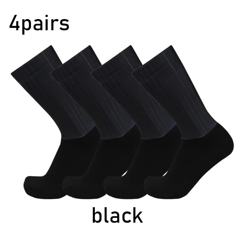 Aero Pure Color Cycling 4pairsset Sports Socks Silicone Nonslip Pro Racing Bicycle Summer Cool Calcetines Ciclismo 250207