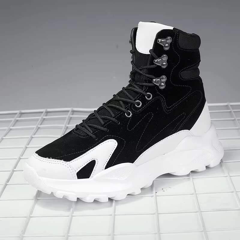 Winter Plush Height Increasing Comfort Suede Platform Men Boots Fashion Trendy Black Men's High Top Sneakers