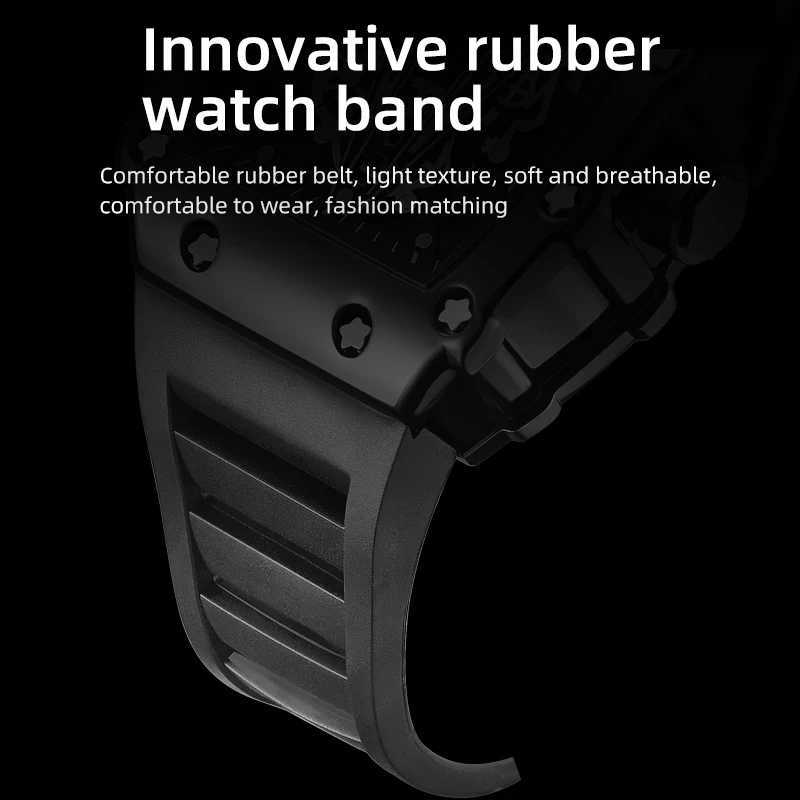 Brand New Mens Watch Fashion Automatic Movement Barrel Luminous Waterproof Clock Sports Males Silicone Strap Quartz Wristwatch Z250207