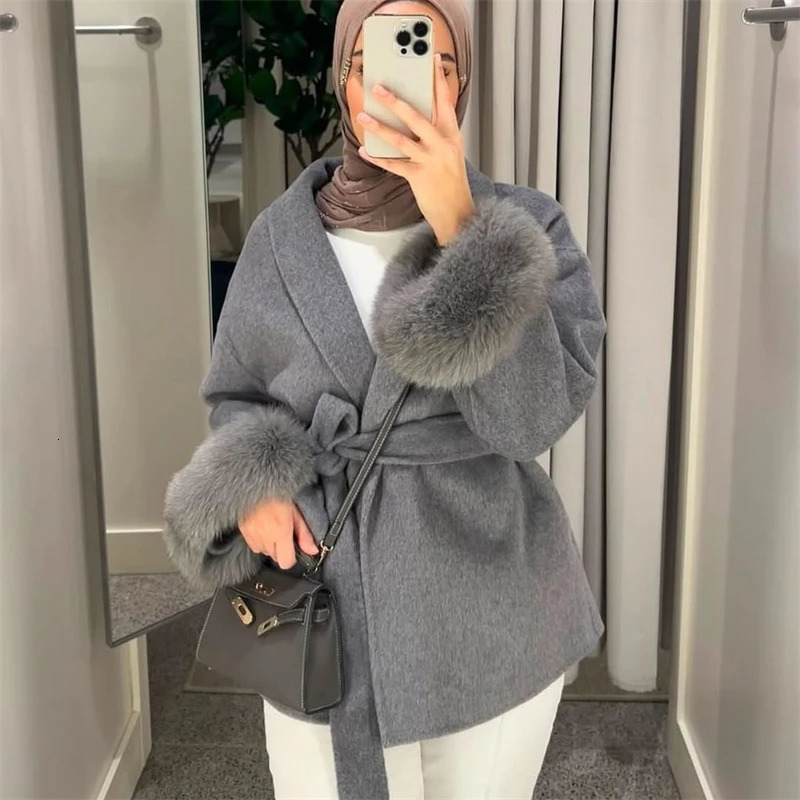 TARUXY Fur Woolen Coats Short Coat Office Lady Elegant Doublesided Wool Overcoat 2025 Cardigan Jackets Loose 250109